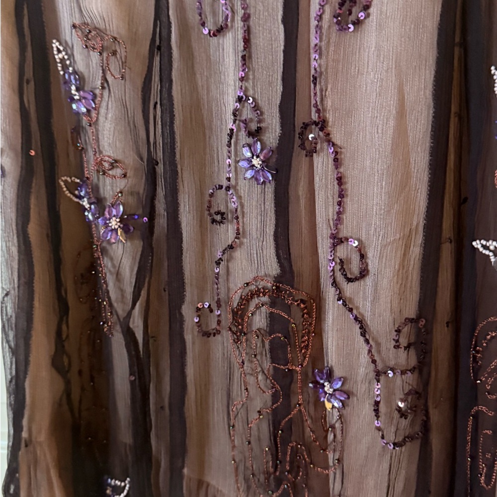 J. Peterman Embroidered Tulle Midi Skirt – Romantic Garden Elegance - Picture 5 of 6